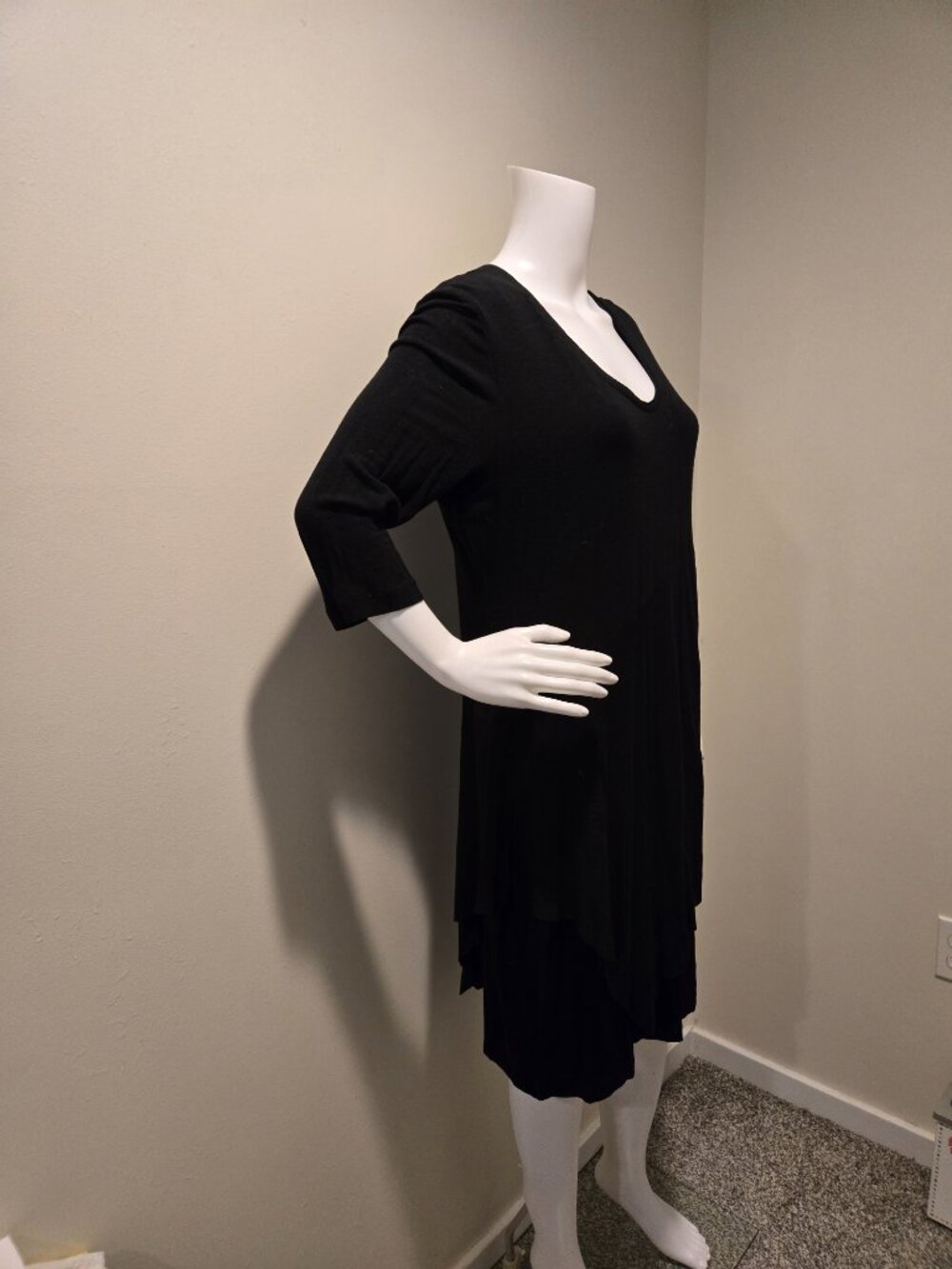 Peruvian Connection Draped Long Sleeved Dress Black L - Picture 4 of 5